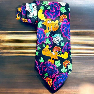 Bolero Rocky and Bullwinkle Animated Floral Tie